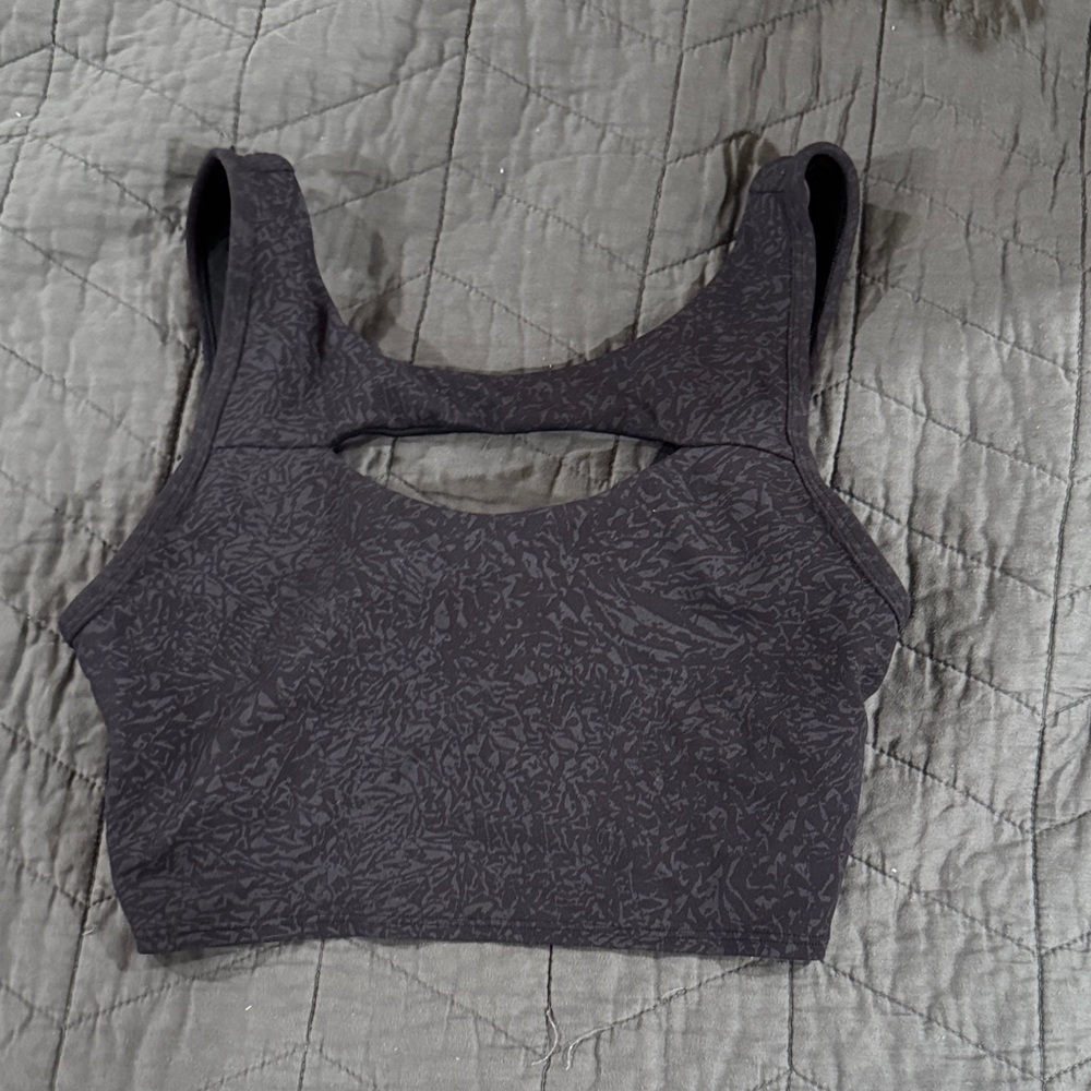 Black Patterned Sports Bra
